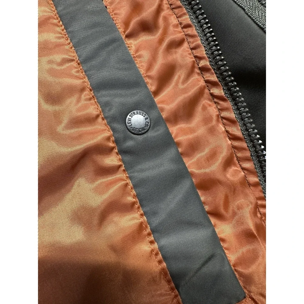 Levis MA-1 Flight Bomber Jacket Mens Large Green Orange Zip Nylon